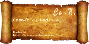Csanády Nadinka névjegykártya